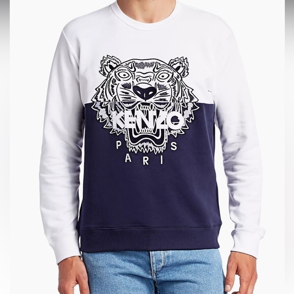 Kenzo Colorblocked Logo Embroidered Crew Sweatshirt - Picture 1 of 16